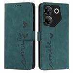 For Tecno Camon 20 Pro 5G Skin Feel Heart Pattern Leather Phone Case(Green)