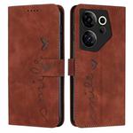 For Tecno Camon 20 Premier Skin Feel Heart Pattern Leather Phone Case(Brown)