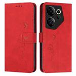 For Tecno Camon 20 Premier Skin Feel Heart Pattern Leather Phone Case(Red)