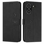 For Tecno Pova 5 4G Skin Feel Heart Pattern Leather Phone Case(Black)