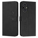 For Tecno Pova Neo 3 Skin Feel Heart Pattern Leather Phone Case(Black)