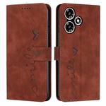 For Infinix Hot 30 Skin Feel Heart Pattern Leather Phone Case(Brown)