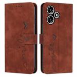 For Infinix Hot 30 Play NFC Skin Feel Heart Pattern Leather Phone Case(Brown)