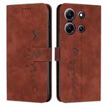 For Infinix Note 30i Skin Feel Heart Pattern Leather Phone Case(Brown)