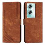 For OPPO A79 5G Skin Feel Stripe Pattern Leather Phone Case with Lanyard(Brown)