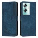For OPPO A79 5G Skin Feel Stripe Pattern Leather Phone Case with Lanyard(Blue)