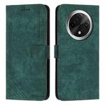 For OPPO A3 Pro Skin Feel Stripe Pattern Leather Phone Case with Lanyard(Green)
