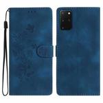 For Samsung Galaxy S20+ Flower Butterfly Embossing Pattern Leather Phone Case(Blue)