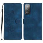 For Samsung Galaxy S20 FE Flower Butterfly Embossing Pattern Leather Phone Case(Blue)