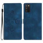 For Samsung Galaxy A02s / F02s 164 Flower Butterfly Embossing Pattern Leather Phone Case(Blue)