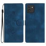 For Samsung Galaxy A03 164 Flower Butterfly Embossing Pattern Leather Phone Case(Blue)