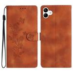For Samsung Galaxy A04 Flower Butterfly Embossing Pattern Leather Phone Case(Brown)