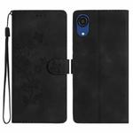 For Samsung Galaxy A04 Core Flower Butterfly Embossing Pattern Leather Phone Case(Black)