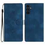 For Samsung Galaxy A04s Flower Butterfly Embossing Pattern Leather Phone Case(Blue)