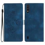 For Samsung Galaxy A10 / M10 Flower Butterfly Embossing Pattern Leather Phone Case(Blue)