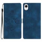 For Samsung Galaxy A23e / A23s Flower Butterfly Embossing Pattern Leather Phone Case(Blue)