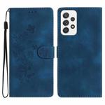 For Samsung Galaxy A33 5G Flower Butterfly Embossing Pattern Leather Phone Case(Blue)
