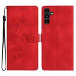 For Samsung Galaxy A34 5G Flower Butterfly Embossing Pattern Leather Phone Case(Red)