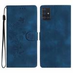 For Samsung Galaxy A71 4G Flower Butterfly Embossing Pattern Leather Phone Case(Blue)