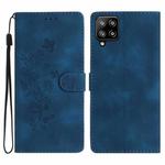 For Samsung Galaxy M53 Flower Butterfly Embossing Pattern Leather Phone Case(Blue)
