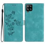 For Samsung Galaxy M53 Flower Butterfly Embossing Pattern Leather Phone Case(Sky Blue)