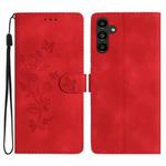 For Samsung Galaxy S23 FE 5G Flower Butterfly Embossing Pattern Leather Phone Case(Red)