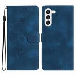 For Samsung Galaxy S24 5G Flower Butterfly Embossing Pattern Leather Phone Case(Blue)