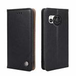 For Sharp Aquos R8 SH-52D Non-Magnetic Retro Texture Leather Phone Case(Black)