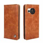 For Sharp Aquos R8 SH-52D Non-Magnetic Retro Texture Leather Phone Case(Brown)