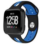 For Fitbit Versa 2 / Fitbit Versa / Fitbit Versa Lite Two Colors Silicone Watch Band, Size:S(Black Blue)