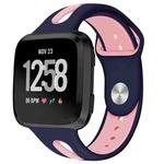 For Fitbit Versa 2 / Fitbit Versa / Fitbit Versa Lite Two Colors Silicone Watch Band, Size:L(Navy Pink)