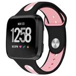 For Fitbit Versa 2 / Fitbit Versa / Fitbit Versa Lite Two Colors Silicone Watch Band, Size:L(Black Pink)