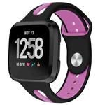 For Fitbit Versa 2 / Fitbit Versa / Fitbit Versa Lite Two Colors Silicone Watch Band, Size:L(Black Rose Purple)