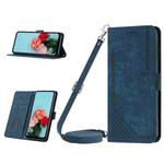 For Realme 9i 5G/V20 5G/V30t/V30 Skin Feel Stripe Pattern Leather Phone Case with Lanyard(Blue)