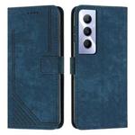 For Realme C65 4G Skin Feel Stripe Pattern Leather Phone Case with Lanyard(Blue)