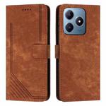 For Realme C63 Skin Feel Stripe Pattern Leather Phone Case with Lanyard(Brown)