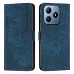 For Realme C63 Skin Feel Stripe Pattern Leather Phone Case with Lanyard(Blue)