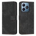 For Realme C63 Skin Feel Stripe Pattern Leather Phone Case with Lanyard(Black)