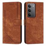 For Realme C75 / V60 Pro Skin Feel Stripe Pattern Leather Phone Case with Lanyard(Brown)