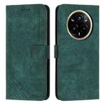 For Realme 14 Pro+ Skin Feel Stripe Pattern Leather Phone Case with Lanyard(Green)