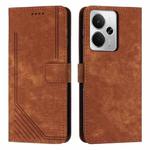 For Realme 14 / P3 5G / 14T 5G Skin Feel Stripe Pattern Leather Phone Case with Lanyard(Brown)