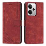 For Realme 14 / P3 5G / 14T 5G Skin Feel Stripe Pattern Leather Phone Case with Lanyard(Red)