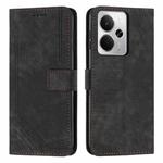 For Realme 14 / P3 5G / 14T 5G Skin Feel Stripe Pattern Leather Phone Case with Lanyard(Black)