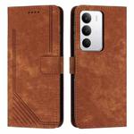 For Realme C71 4G Skin Feel Stripe Pattern Leather Phone Case with Lanyard(Brown)