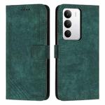 For Realme C71 4G Skin Feel Stripe Pattern Leather Phone Case with Lanyard(Green)