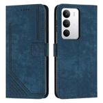 For Realme C71 4G Skin Feel Stripe Pattern Leather Phone Case with Lanyard(Blue)