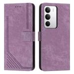 For Realme C71 4G Skin Feel Stripe Pattern Leather Phone Case with Lanyard(Purple)