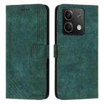 For Xiaomi Redmi Note 13 Skin Feel Stripe Pattern Leather Phone Case with Long Lanyard(Green)