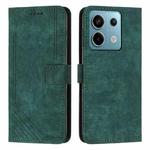 For Xiaomi Redmi Note 13 Pro Skin Feel Stripe Pattern Leather Phone Case with Long Lanyard(Green)