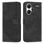 For Xiaomi Redmi Note 13 Pro+ Skin Feel Stripe Pattern Leather Phone Case with Long Lanyard(Black)